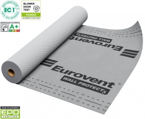 Eurovent WALL PROTECT 3 – Membrana de difuzie pentru fatade ventilate, SD 0.02m, 75 m², rezistență ridicată și protecție împotriva vantului si a apei