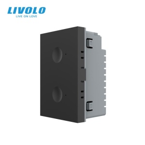 Modul Întrerupător Livolo, dublu tactil, control telecomanda RF, cap scara / cap cruce, standard italian, 3M, negru