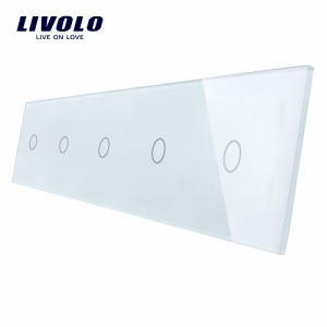Panou întrerupător Livolo, 5 x simplu, alb