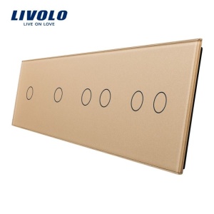 Panou întrerupător Livolo, simplu + simplu + dublu + dublu, auriu