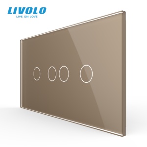 Panou Livolo intrerupator 2 x dublu pentru doza 4M, auriu