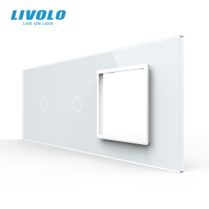 Panou Livolo intrerupator 2 x simplu + Rama Livolo simpla pentru doza 6M, alb