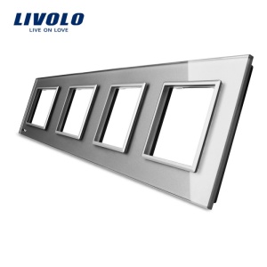 Ramă Livolo, Priză 4 module, gri
