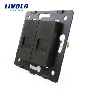 Modul Priză Livolo, dublă telefon , 2xRJ11, negru