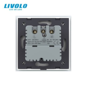 Modul priza Livolo, simpla Schuko + slot USB Tip-C, Standard German 2M, alb - Img 2