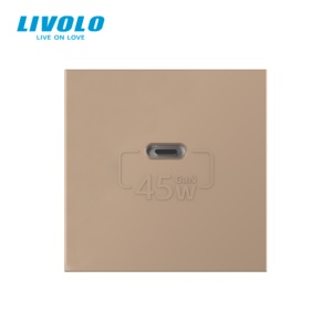 Modul priza Livolo, simpla USB tip C, auriu - Img 1