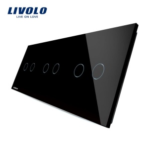 Panou întrerupător Livolo, dublu + dublu + dublu, negru