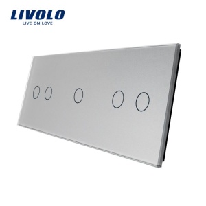 Panou întrerupător Livolo, dublu + simplu + dublu, gri