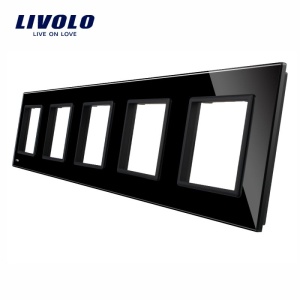 Ramă Livolo, Priză 5 module, negru