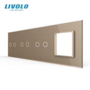 Panou intrerupator Livolo, dublu + dublu + dublu + priza, auriu