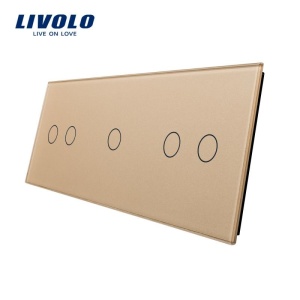 Panou întrerupător Livolo, dublu + simplu + dublu, auriu