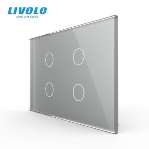 Panou Livolo cvadruplu de sticla, standard italian, 3M, gri