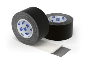 Ampacoll A Tape black, 75 mm x 25 m - Bandă adezivă neagră incombustibilă A2-s1,d0, armată cu fibră de sticlă, stabilă UV peste 10 ani
