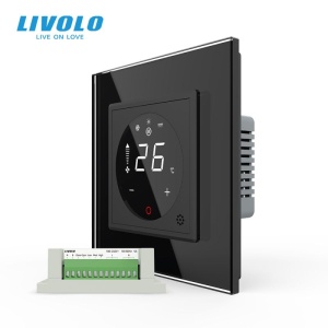 Modul controller Livolo, pentru aer conditionat, fara rama sticla, negru - Img 1