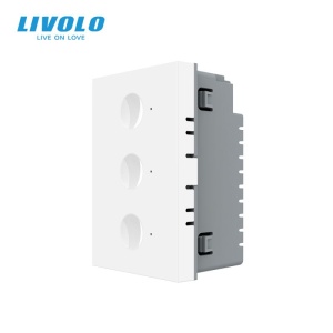 Modul Întrerupător Livolo, triplu tactil, control telecomanda RF, standard italian, 3M, alb