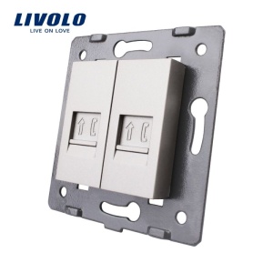 Modul Priză Livolo, dublă telefon , 2xRJ11, gri
