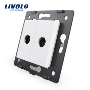 Modul Priză Livolo, dublă TV, 2xTV, alb
