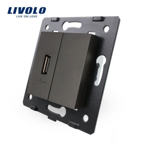 Modul Priză Livolo, simplă USB, negru