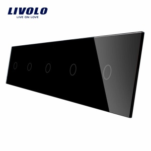 Panou întrerupător Livolo, 5 x simplu, negru