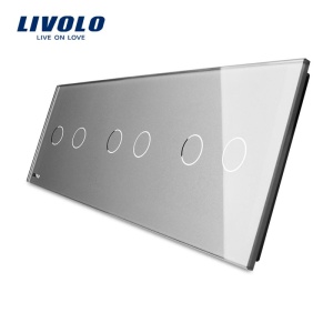 Panou întrerupător Livolo, dublu + dublu + dublu, gri