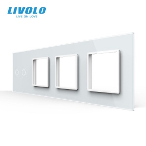 Panou intrerupator Livolo, dublu + priza + priza + priza, alb