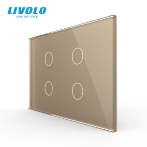 Panou Livolo cvadruplu de sticla, standard italian, 3M, auriu
