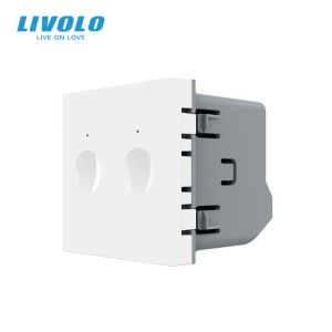 Modul Întrerupător Livolo, dublu tactil, wireless - control telecomanda RF, control draperie, alb