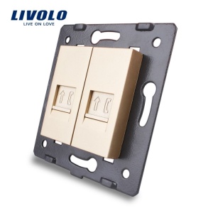 Modul Priză Livolo, dublă telefon , 2xRJ11, auriu
