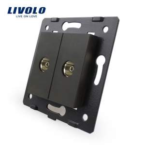 Modul Priză Livolo, dublă TV, 2xTV, negru