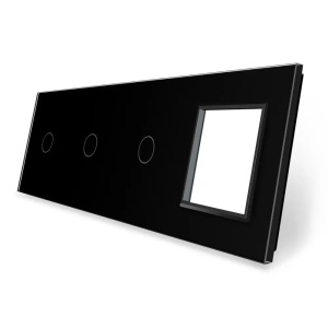 Panou intrerupator Livolo, 3 x simplu + priza simpla, negru