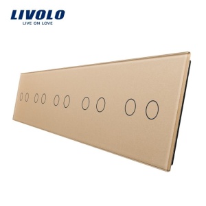 Panou întrerupător Livolo, 5 x dublu, auriu
