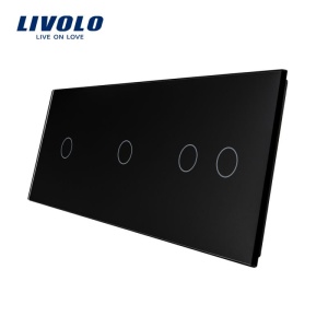 Panou întrerupător Livolo, simplu + simplu + dublu, negru