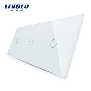 Panou întrerupător Livolo, simplu + simplu + simplu, alb