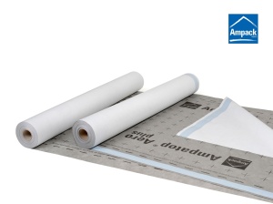 Ampatop Aero plus, 75m², 150cm x 50m - Membrana de acoperiș și fațadă cu benzi adezive integrate pe ambele părți