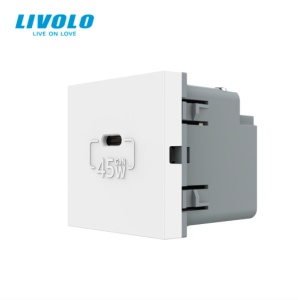 Modul priza Livolo, simpla USB tip C, alb - Img 1
