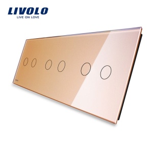 Panou întrerupător Livolo, dublu + dublu + dublu, auriu