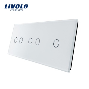 Panou întrerupător Livolo, dublu + dublu + simplu, alb
