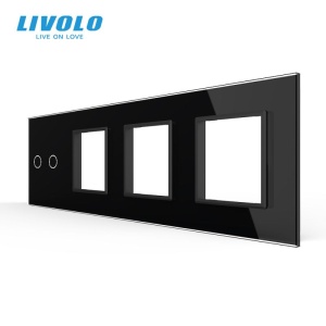 Panou intrerupator Livolo, dublu + priza + priza + priza, negru