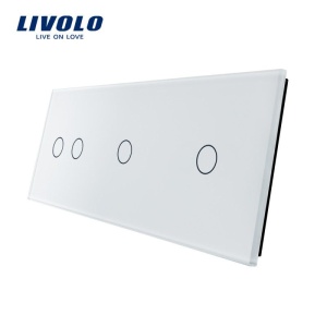 Panou întrerupător Livolo, dublu + simplu + simplu, alb