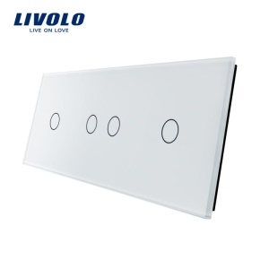 Panou întrerupător Livolo, simplu + dublu + simplu, alb