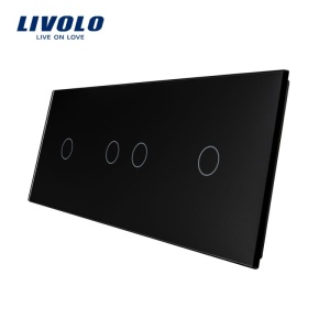 Panou întrerupător Livolo, simplu + dublu + simplu, negru
