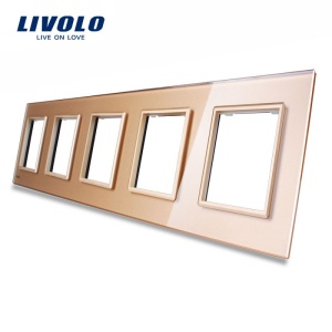 Ramă Livolo, Priză 5 module, auriu
