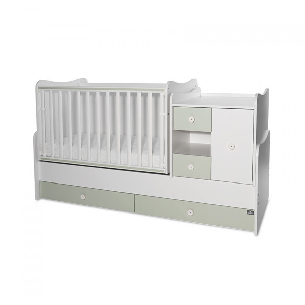 Бебешка кошара Lorelli MiniMAX 190/72 цвят БЯЛО/MILKY GREEN