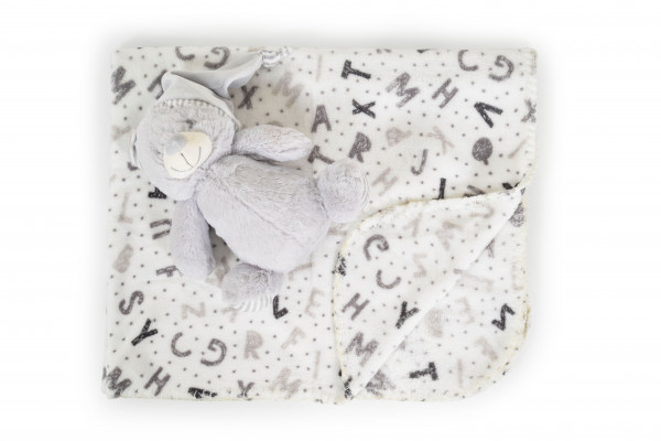 Бебешко одеяло 90/75 cm с играчка Grey bear