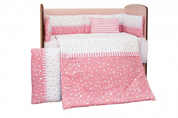 Бебешки спален комплект Дуо Розови Звезди