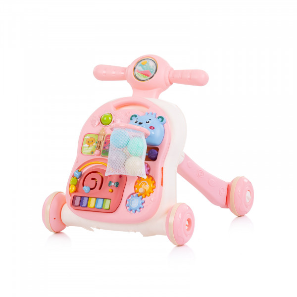 Музикална играчка на колела 3 в1 "Мече" розова