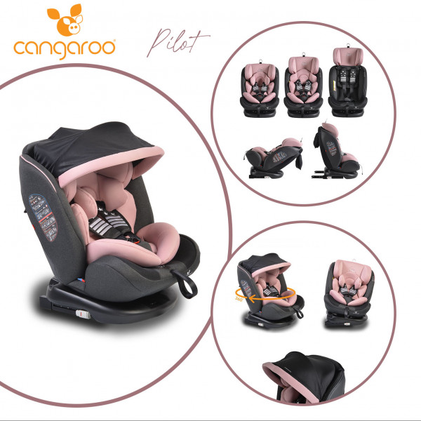 Стол за кола с Isofix система Pilot 360° розов