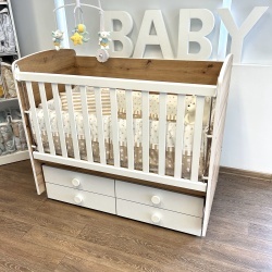 Бебешка кошара Деси 60/120 дъб вотан+бял - Img 3