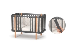 Бебешка кошара Монако ГРАФИТ/ДЪРВО + Колелца - Img 5