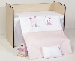 Бебешки спален комплект Бродерия Розови Зайчета Ластик Цип Comfort Line - Img 2